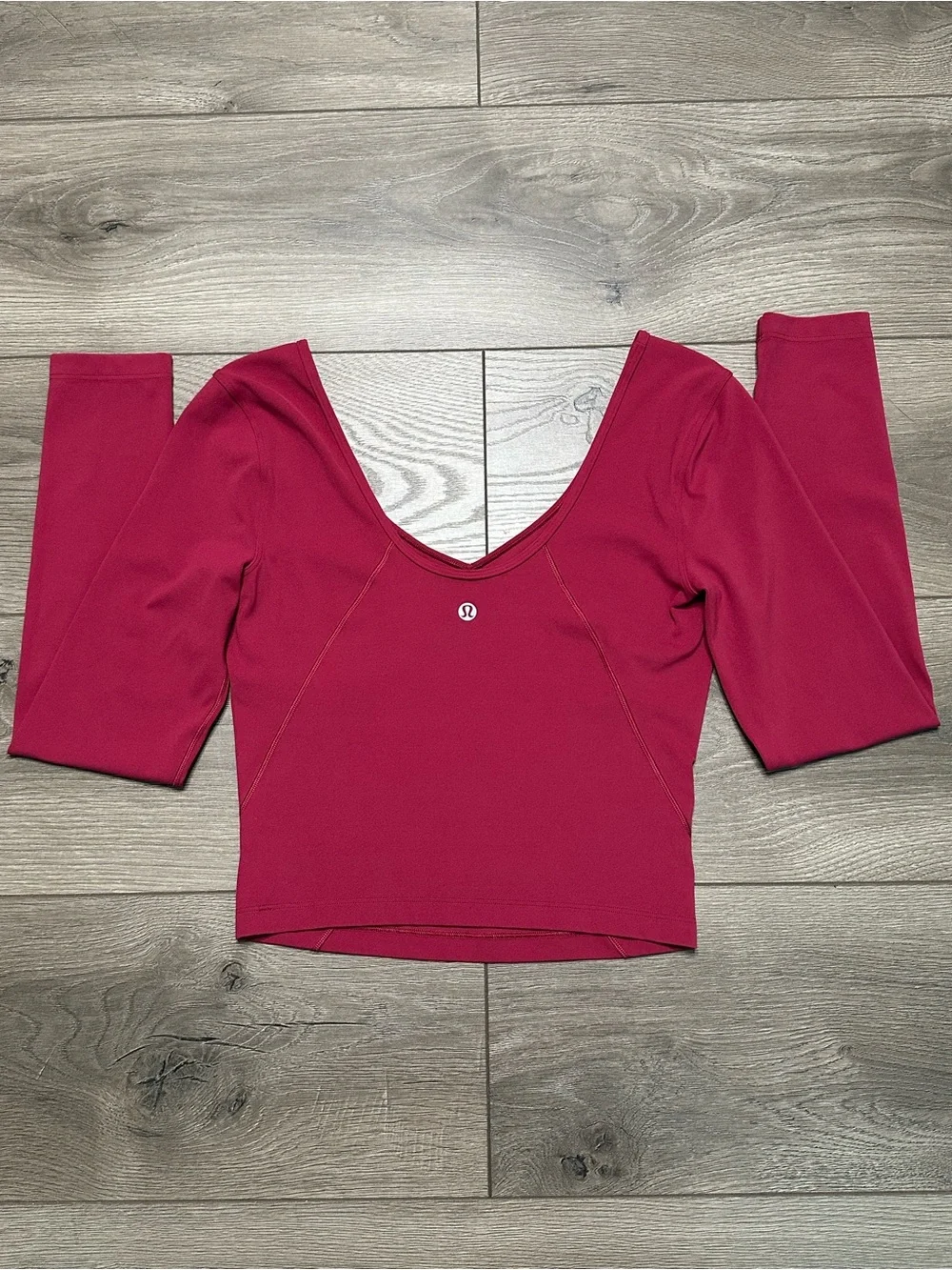 Lululemon Align Long Sleeve Crop Shirt Pomegranate Red Pink Size 4